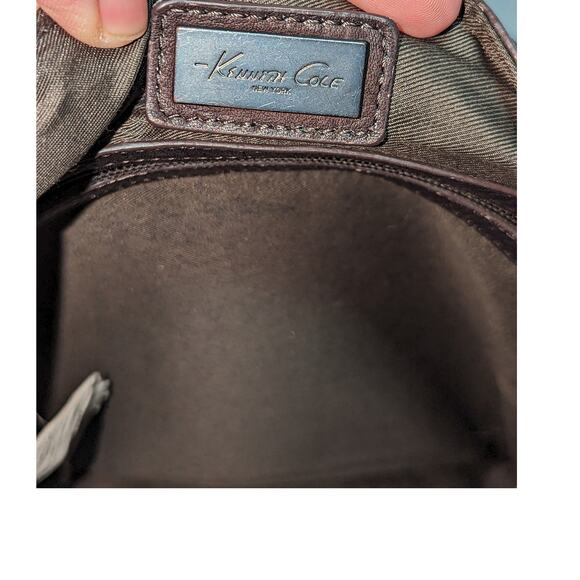 Kenneth Cole Dark Brown Leather Messenger Crossbody Bag Adjustable Strap - Picture 8 of 8